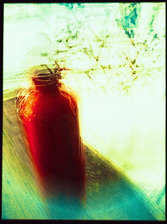 Red Bottle on a Green Table (Having Lunch with Matisse)