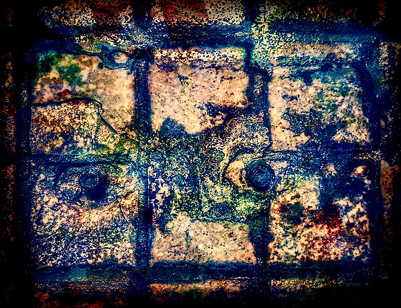 I’ve Just Seen A Face Series (Damaged bathroom floor tiles)  “Ole Blue Eyes”